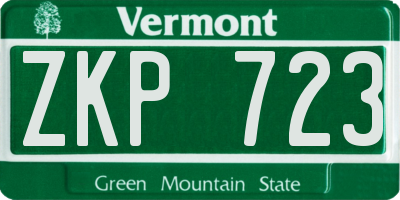 VT license plate ZKP723