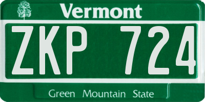 VT license plate ZKP724