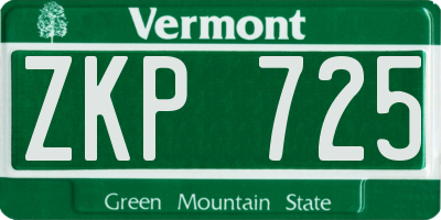 VT license plate ZKP725