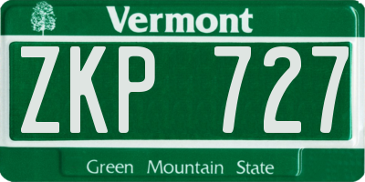 VT license plate ZKP727