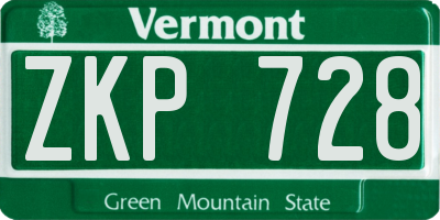 VT license plate ZKP728