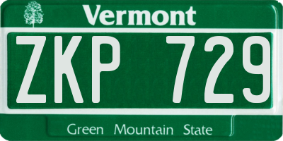 VT license plate ZKP729