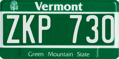 VT license plate ZKP730