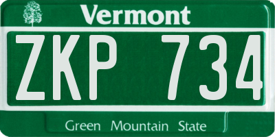 VT license plate ZKP734