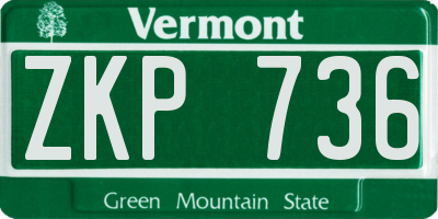 VT license plate ZKP736