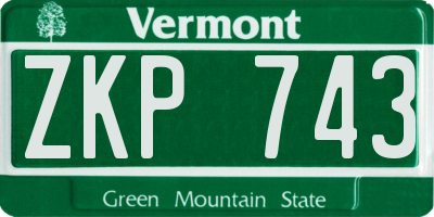 VT license plate ZKP743
