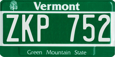 VT license plate ZKP752