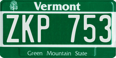 VT license plate ZKP753