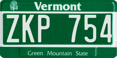 VT license plate ZKP754