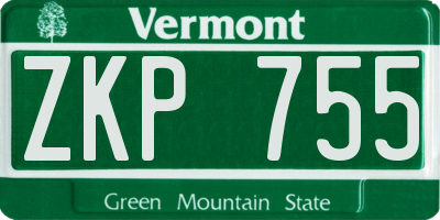 VT license plate ZKP755