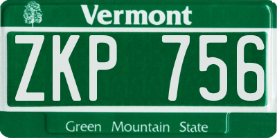 VT license plate ZKP756