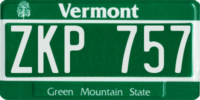 VT license plate ZKP757