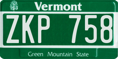 VT license plate ZKP758