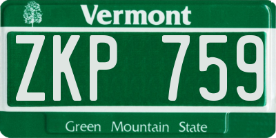 VT license plate ZKP759
