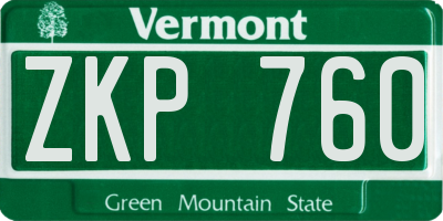 VT license plate ZKP760
