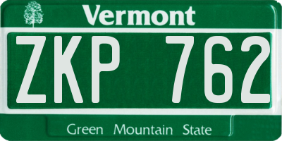 VT license plate ZKP762