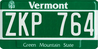VT license plate ZKP764