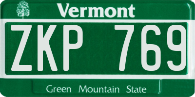 VT license plate ZKP769