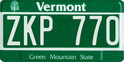 VT license plate ZKP770