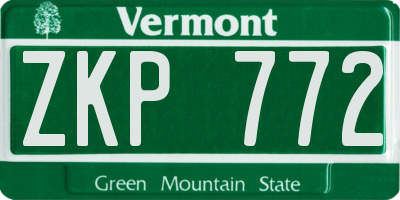 VT license plate ZKP772