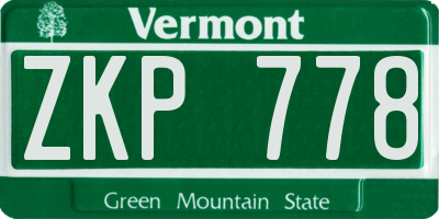 VT license plate ZKP778