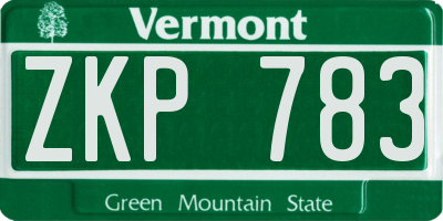 VT license plate ZKP783
