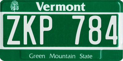 VT license plate ZKP784