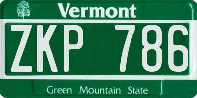 VT license plate ZKP786