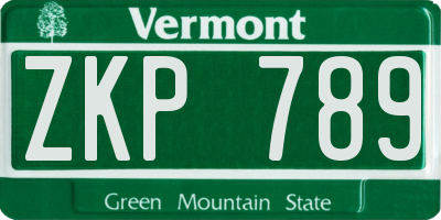 VT license plate ZKP789