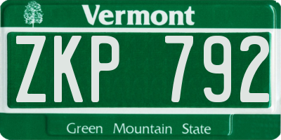 VT license plate ZKP792