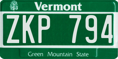 VT license plate ZKP794