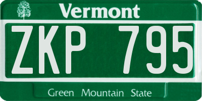 VT license plate ZKP795