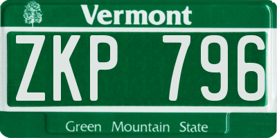 VT license plate ZKP796
