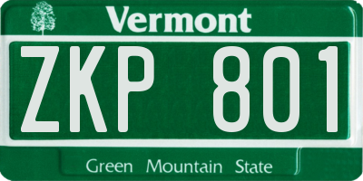 VT license plate ZKP801