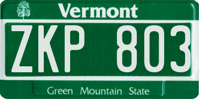VT license plate ZKP803