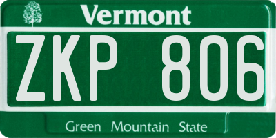 VT license plate ZKP806