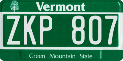 VT license plate ZKP807