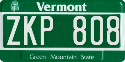 VT license plate ZKP808