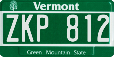 VT license plate ZKP812