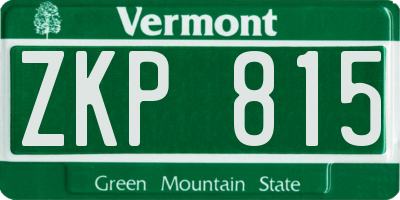 VT license plate ZKP815