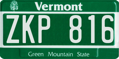 VT license plate ZKP816