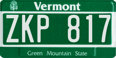 VT license plate ZKP817