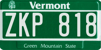 VT license plate ZKP818