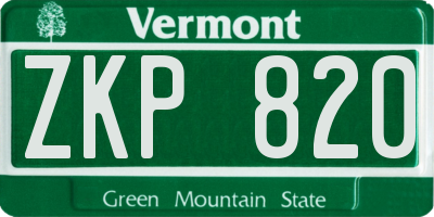 VT license plate ZKP820