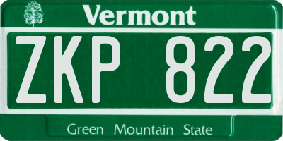 VT license plate ZKP822