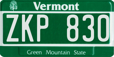VT license plate ZKP830