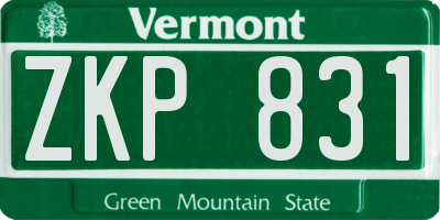 VT license plate ZKP831