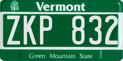 VT license plate ZKP832