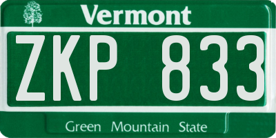VT license plate ZKP833