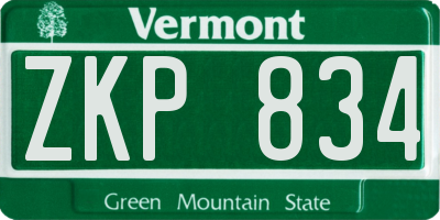 VT license plate ZKP834